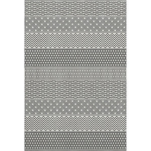 HomeRoots 9' X 12' Striped Washable Area Rug - Stylish Black & White Design with UV Protection for Durability 674825