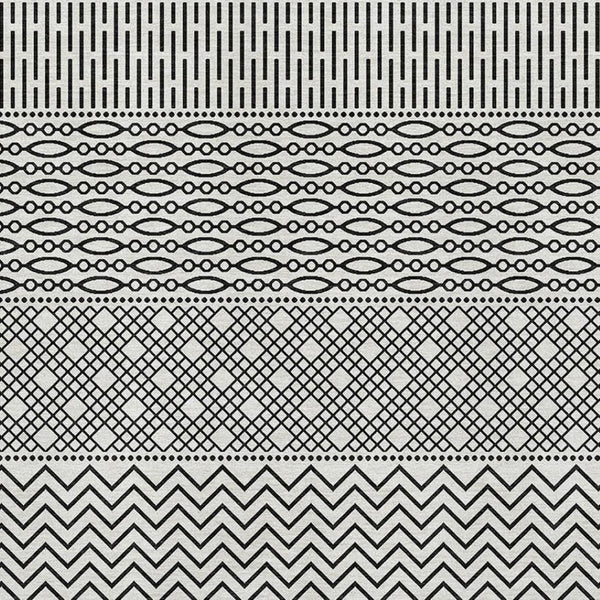 HomeRoots 10' X 14' Washable White and Black Striped Area Rug with UV Protection for High-Traffic Spaces 674826