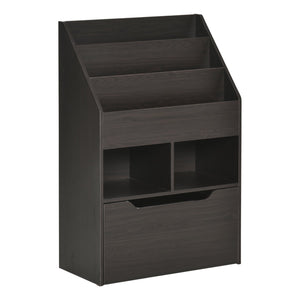 English Elm HOMCOM Kids Bookcase with Drawer & Anti-Tip Design, 3-Tier Shelf Organizer for Toys & Books Brown W2225P217319