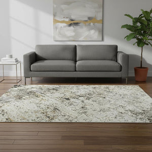 HomeRoots 5' X 8' Black And Ivory Abstract Area Rug – Stylish, Washable, UV-Protected for Modern Homes! 674828