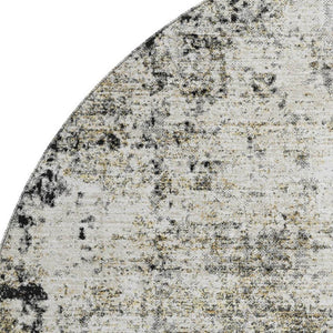 HomeRoots 8' Black and Ivory Abstract Washable Round Rug – Durable, Stain-Resistant, UV-Protected for High-Traffic Areas 674829