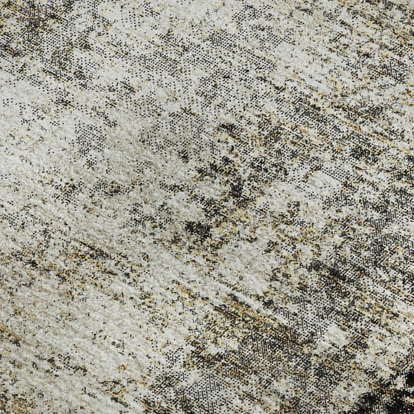 HomeRoots 8' X 10' Black And Ivory Abstract Area Rug - Washable, UV-Protected, Stylish, Durable for Homes 674830