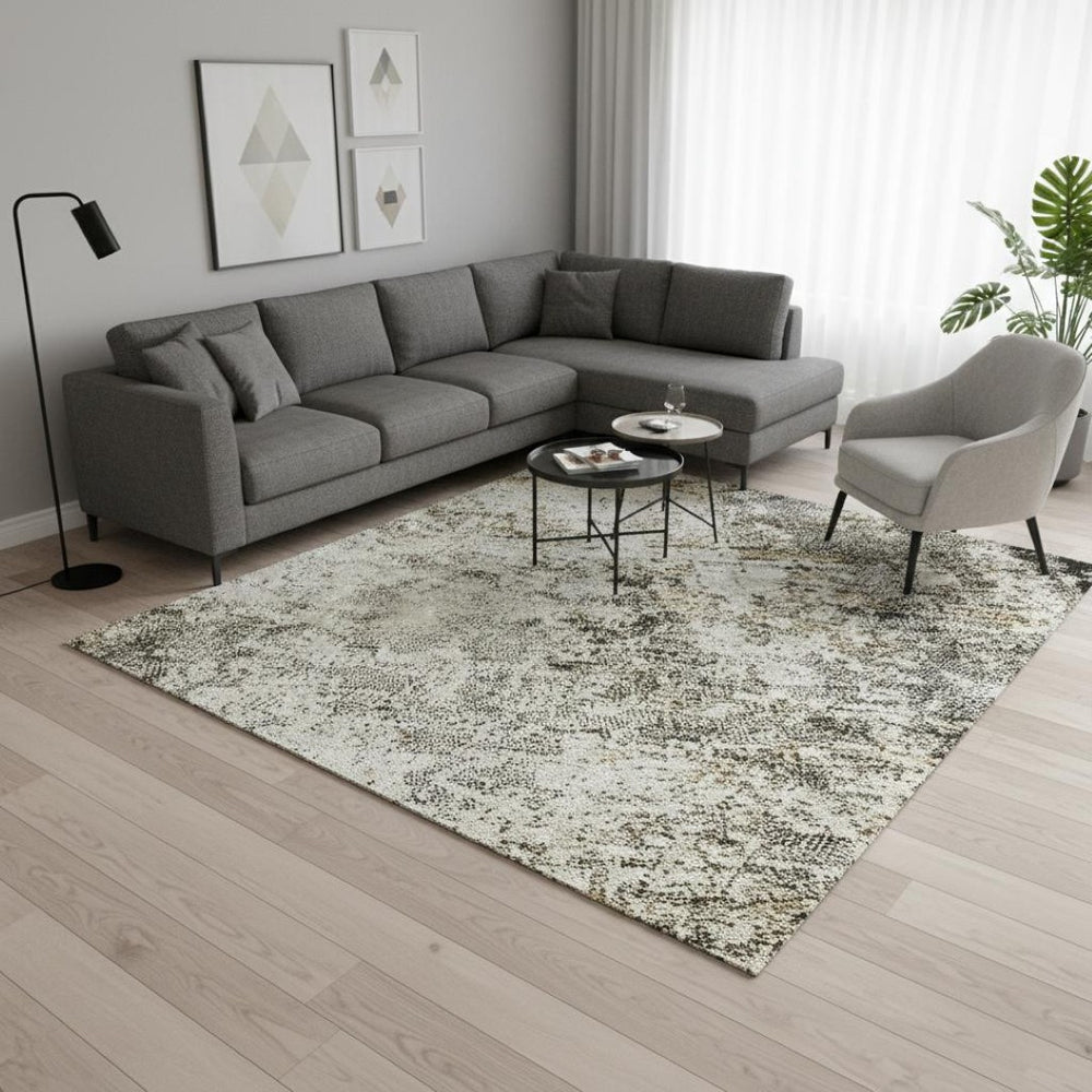 HomeRoots 10' X 14' Black And Ivory Abstract Area Rug – Washable, UV-Protected, Stylish & Stain-Resistant Design 674832