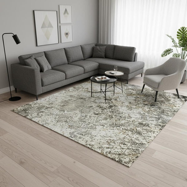 HomeRoots 10' X 14' Black And Ivory Abstract Area Rug – Washable, UV-Protected, Stylish & Stain-Resistant Design 674832
