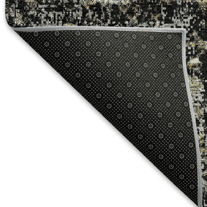 HomeRoots 10' X 14' Black And Ivory Abstract Area Rug – Washable, UV-Protected, Stylish & Stain-Resistant Design 674832