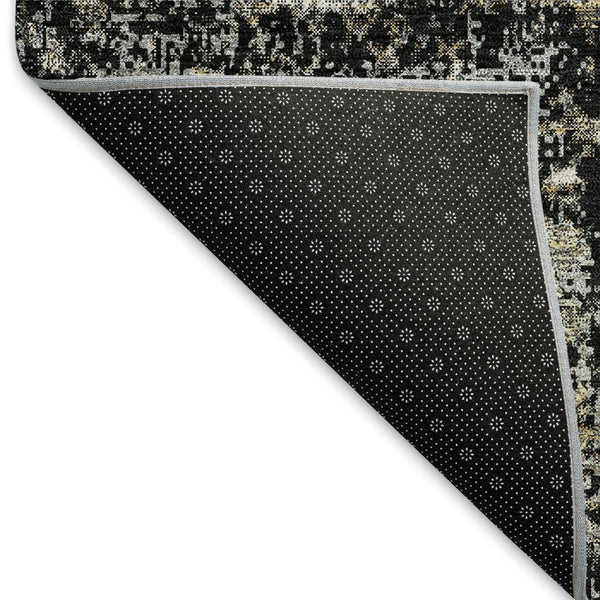HomeRoots 10' X 14' Black And Ivory Abstract Area Rug – Washable, UV-Protected, Stylish & Stain-Resistant Design 674832