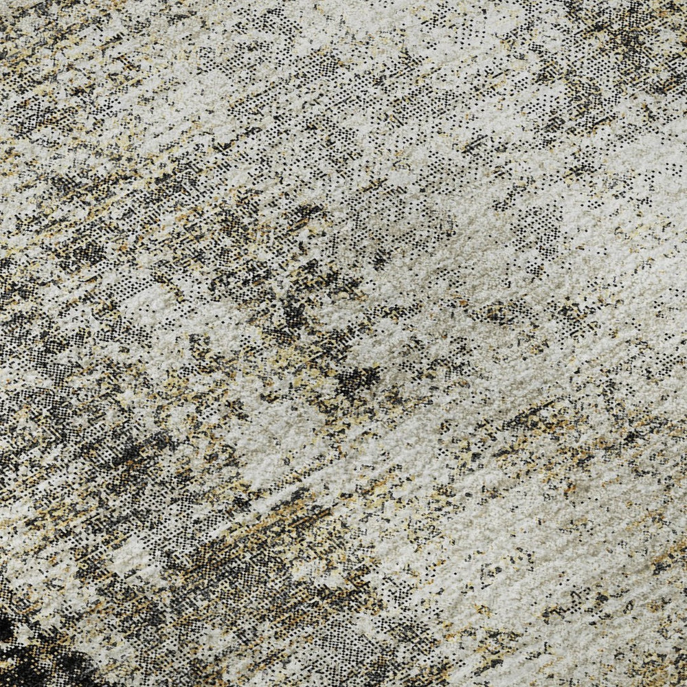HomeRoots 10' X 14' Black And Ivory Abstract Area Rug – Washable, UV-Protected, Stylish & Stain-Resistant Design 674832