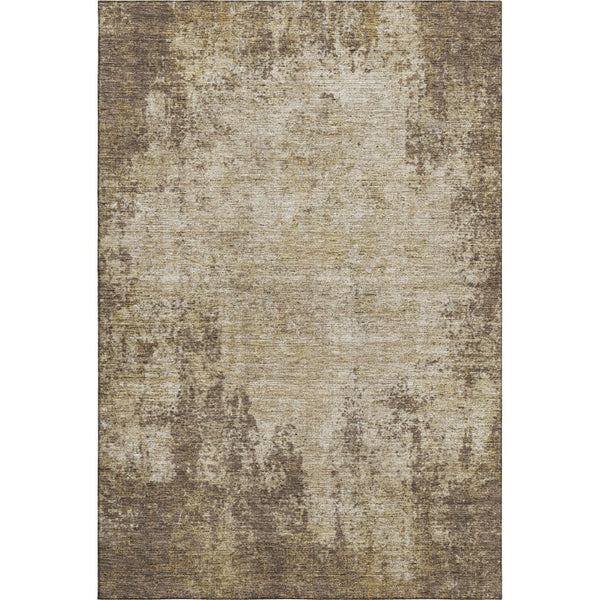 HomeRoots 5' Brown and Beige Abstract Washable Area Rug with UV Protection - Durable, Stylish, and Easy-Care! 674834
