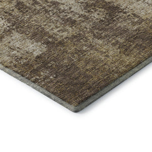 HomeRoots 5' Brown and Beige Abstract Washable Area Rug with UV Protection - Durable, Stylish, and Easy-Care! 674834