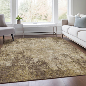 HomeRoots 5' Brown and Beige Abstract Washable Area Rug with UV Protection - Durable, Stylish, and Easy-Care! 674834