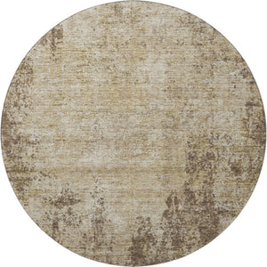 HomeRoots 8' Washable Brown and Beige Abstract Round Rug with UV Protection - Stylish, Durable, and Easy-Care! 674835