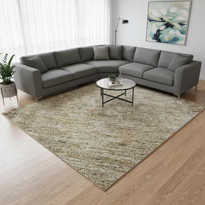 HomeRoots 8' x 10' Brown & Beige Abstract Washable Area Rug - Durable, Stain Resistant, UV Protected Design 674836