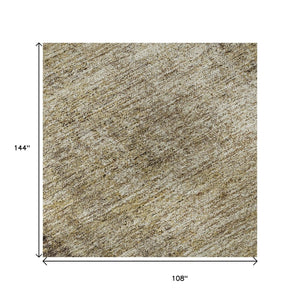 HomeRoots 9' X 12' Brown And Beige Abstract Washable Area Rug - Stylish, Durable, UV-Protected for Every Space! 674837