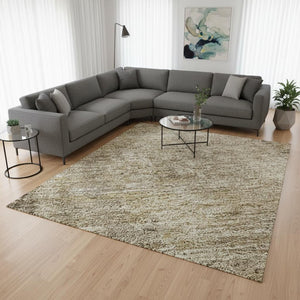HomeRoots 9' X 12' Brown And Beige Abstract Washable Area Rug - Stylish, Durable, UV-Protected for Every Space! 674837