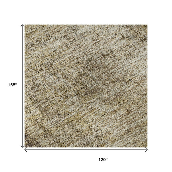 HomeRoots 10' X 14' Stylish Brown and Beige Abstract Washable Area Rug with UV Protection for Modern Homes 674838