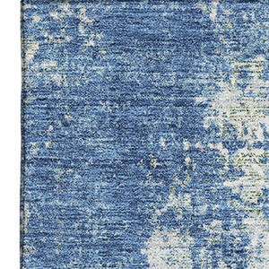 HomeRoots 8' X 10' Washable Denim Blue & Ivory Abstract Area Rug with UV Protection for Modern Homes 674842
