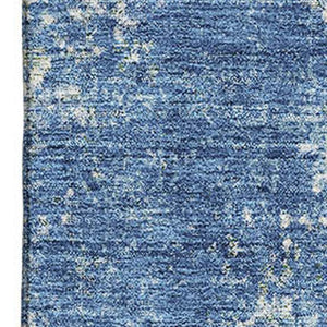 HomeRoots 10' X 14' Denim Blue & Ivory Abstract Area Rug - Washable, UV-Protected, Perfect for Busy Homes! 674844