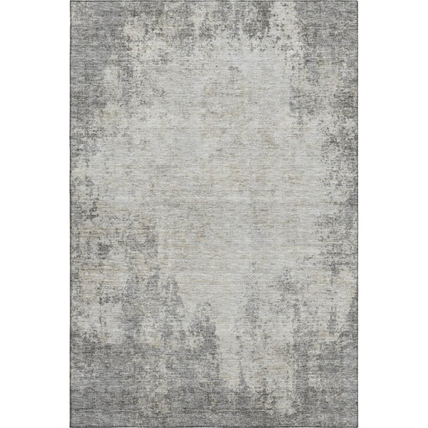 HomeRoots 5' X 8' Gray And Ivory Abstract Area Rug – Washable, UV-Resistant, Stylish Design for High Traffic Areas 674846
