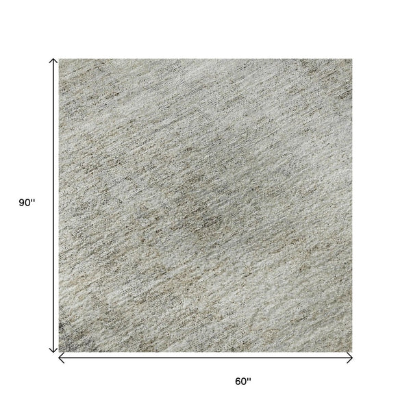 HomeRoots 5' X 8' Gray And Ivory Abstract Area Rug – Washable, UV-Resistant, Stylish Design for High Traffic Areas 674846