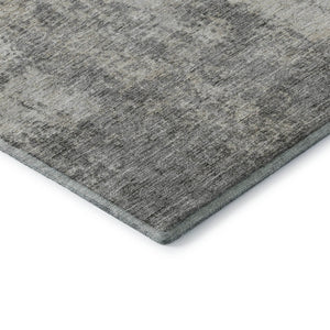 HomeRoots 8' Gray And Ivory Abstract Round Rug - Washable, UV Protected, Stain Resistant for Modern Homes 674847