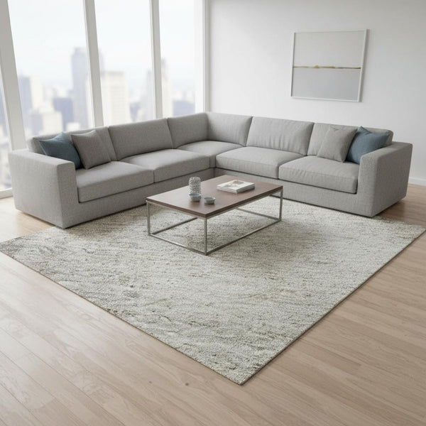 HomeRoots 9' X 12' Gray and Ivory Abstract Area Rug - Washable, UV Protected, Durable, Ideal for Busy Homes 674849