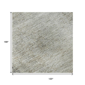 HomeRoots 10' Modern Gray and Ivory Abstract Area Rug - Washable, UV Protected, Durable, Easy-Care Design 674850