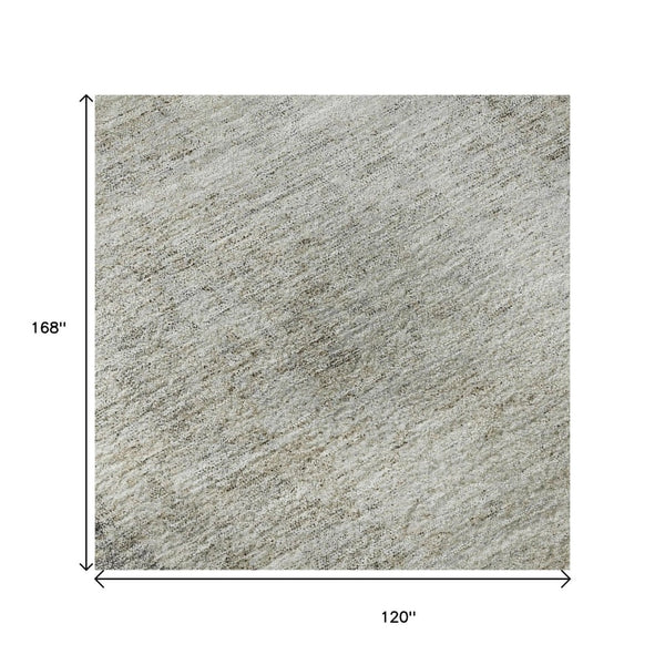 HomeRoots 10' Modern Gray and Ivory Abstract Area Rug - Washable, UV Protected, Durable, Easy-Care Design 674850