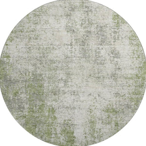 HomeRoots 8' Green And Ivory Abstract Washable Round Rug - UV Protected, Soft, Durable, Stylish & Easy Care 674853