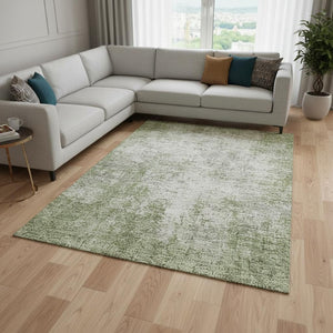 HomeRoots 8' X 10' Green and Ivory Abstract Area Rug - Washable, UV-Protected, Ideal for High-Traffic Spaces! 674854