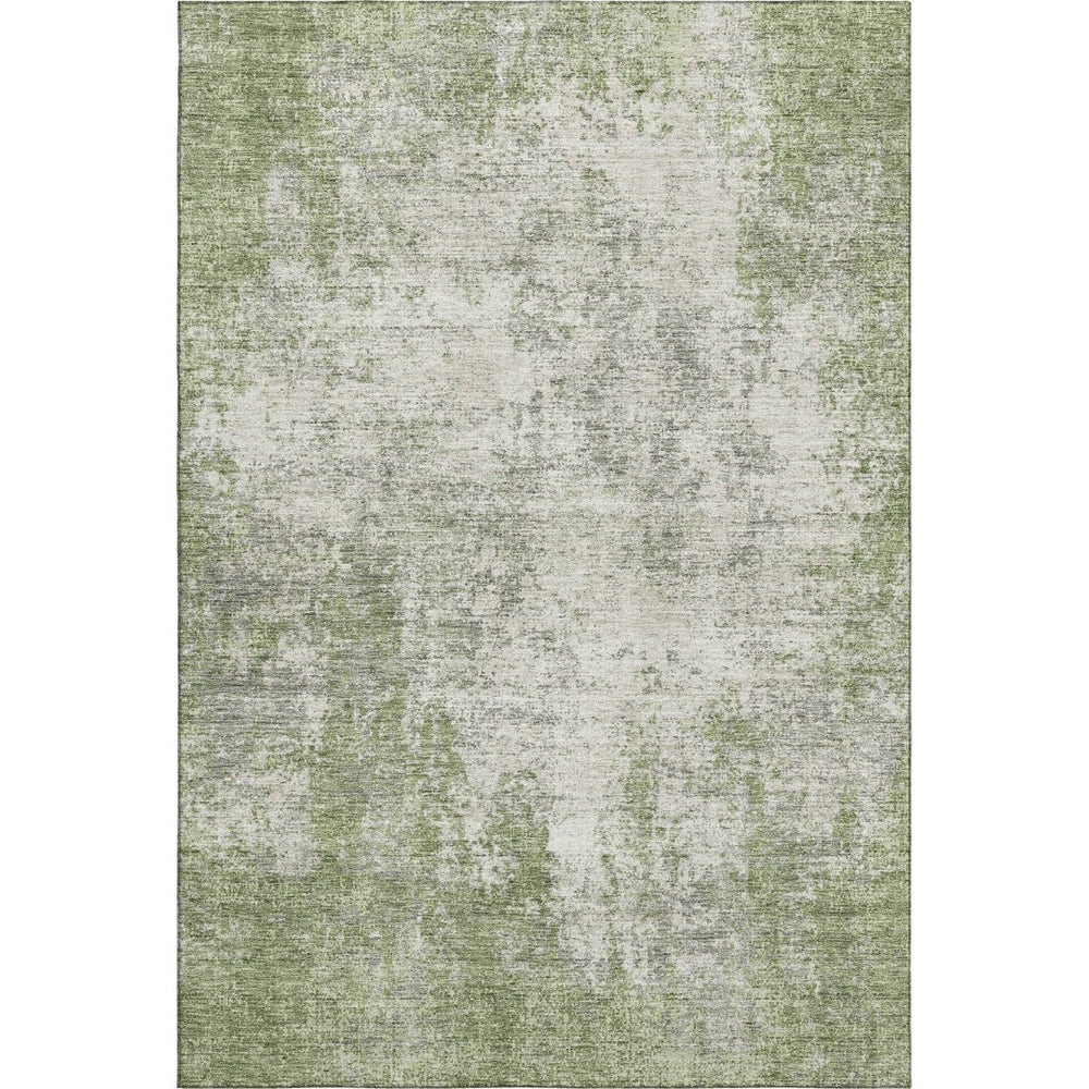 HomeRoots 8' X 10' Green and Ivory Abstract Area Rug - Washable, UV-Protected, Ideal for High-Traffic Spaces! 674854