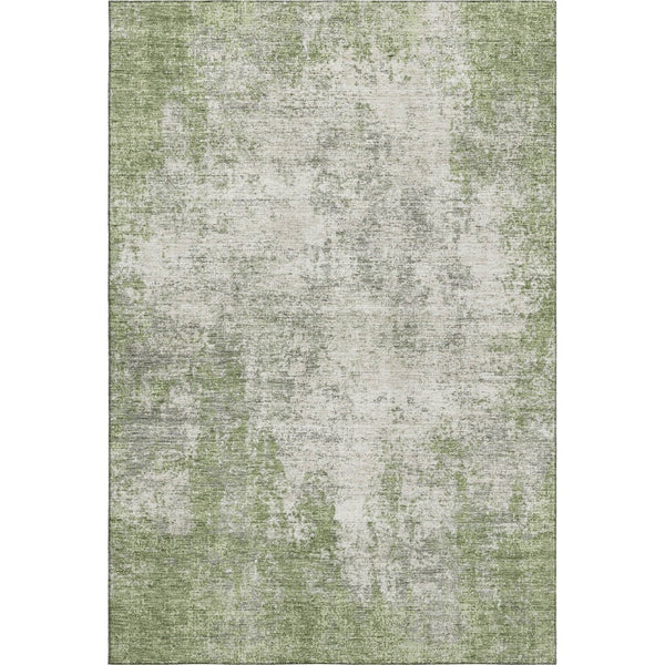 HomeRoots 8' X 10' Green and Ivory Abstract Area Rug - Washable, UV-Protected, Ideal for High-Traffic Spaces! 674854