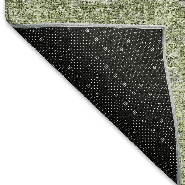 HomeRoots 8' X 10' Green and Ivory Abstract Area Rug - Washable, UV-Protected, Ideal for High-Traffic Spaces! 674854