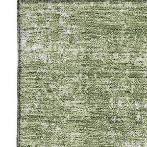 HomeRoots 8' X 10' Green and Ivory Abstract Area Rug - Washable, UV-Protected, Ideal for High-Traffic Spaces! 674854