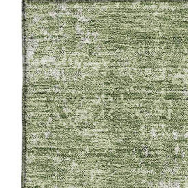 HomeRoots 8' X 10' Green and Ivory Abstract Area Rug - Washable, UV-Protected, Ideal for High-Traffic Spaces! 674854