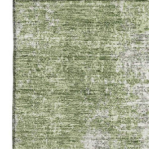 HomeRoots 8' X 10' Green and Ivory Abstract Area Rug - Washable, UV-Protected, Ideal for High-Traffic Spaces! 674854
