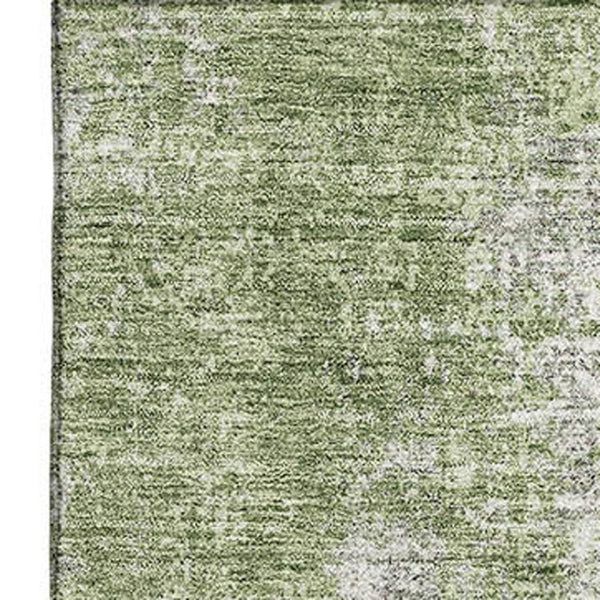 HomeRoots 8' X 10' Green and Ivory Abstract Area Rug - Washable, UV-Protected, Ideal for High-Traffic Spaces! 674854