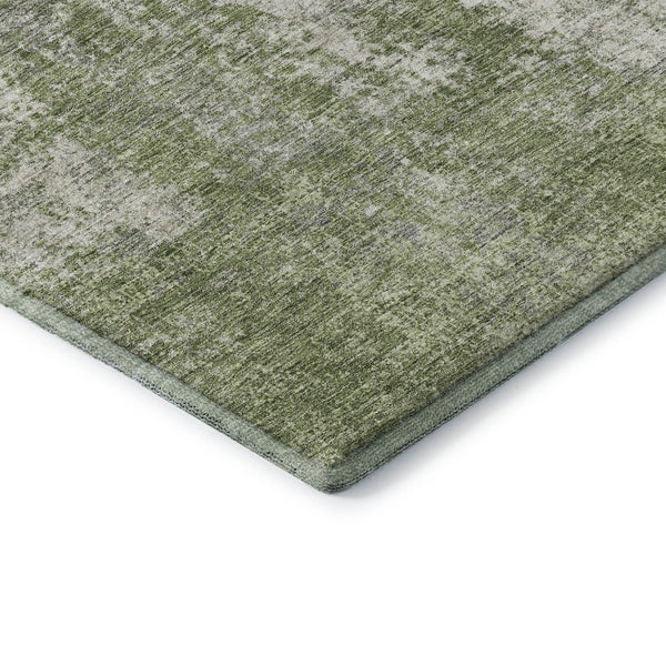 HomeRoots 9' X 12' Modern Green and Ivory Abstract Washable Area Rug – Stain Resistant with UV Protection! 674855