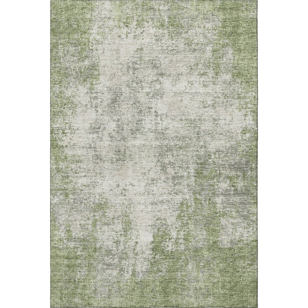 HomeRoots 9' X 12' Modern Green and Ivory Abstract Washable Area Rug – Stain Resistant with UV Protection! 674855