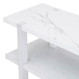 English Elm Trexm Retro Elegant Console Table With Marble-Effect Top and Versatile Storage Solutions For Entryway and Living Room (Antique White)