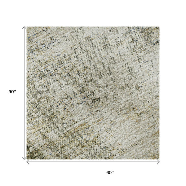 HomeRoots 5' X 8' Olive Green And Ivory Abstract Area Rug - Stylish, Washable, UV-Protected for Modern Homes! 674858