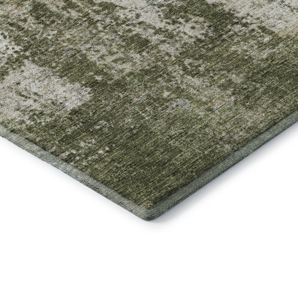 HomeRoots 9' X 12' Olive Green & Ivory Abstract Area Rug - Washable, UV Protected, Stylish & Durable Design 674861