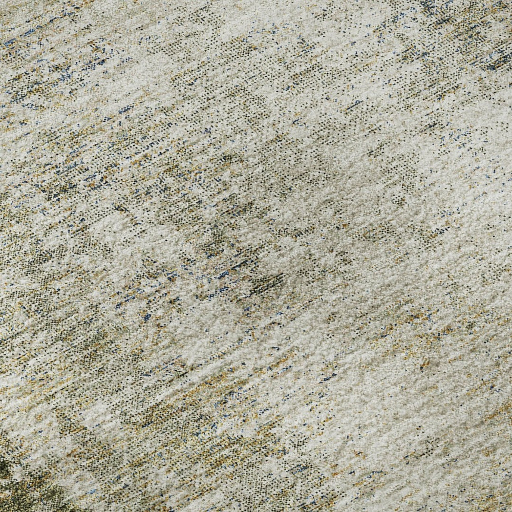 HomeRoots 10' X 14' Olive Green And Ivory Abstract Area Rug - Stylish, Durable, Stain-Resistant with UV Protection 674862