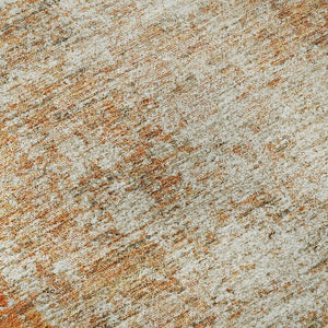 HomeRoots 9' X 12' Orange & Ivory Abstract Washable Area Rug – Stylish, Durable, UV-Protected for Modern Homes! 674867