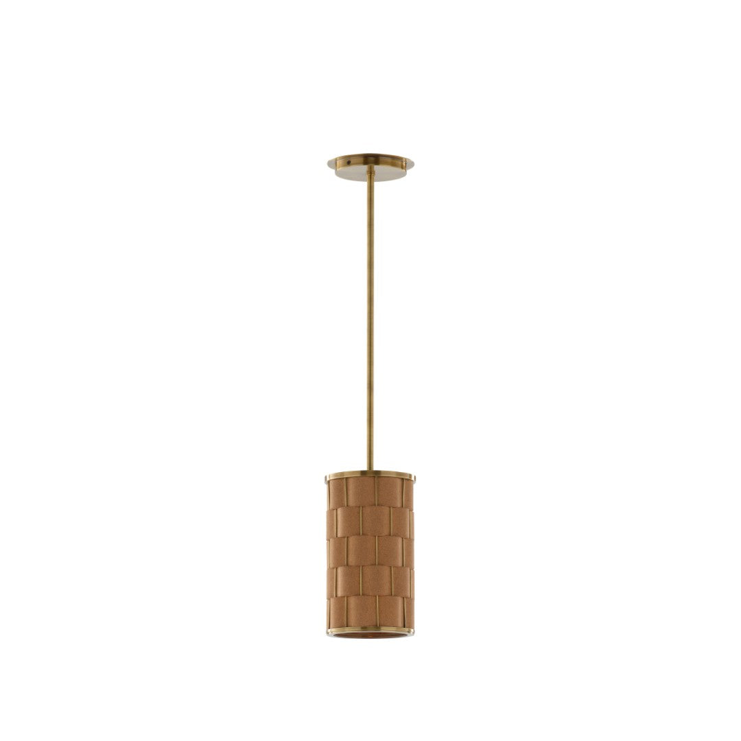 Jura Hand‑Woven Cork Pendant Light With Antique Brass Fittings — Slim
