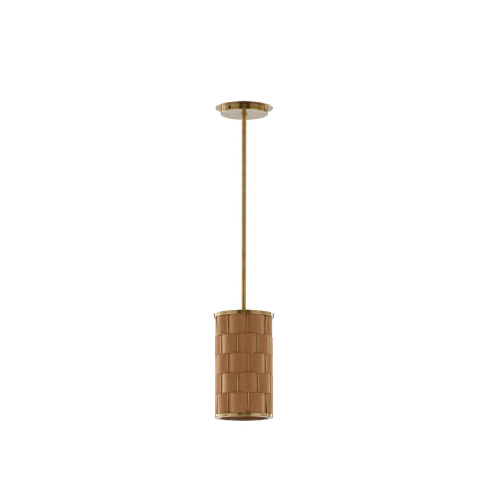 Wildwood Jura Hand‑Woven Cork Pendant Light With Antique Brass Fittings — Slim 32.5" Ambient Shade For Kitchens 67487
