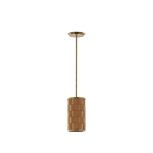 Wildwood Jura Hand‑Woven Cork Pendant Light With Antique Brass Fittings — Slim 32.5" Ambient Shade For Kitchens 67487