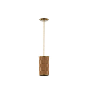 Wildwood Jura Hand‑Woven Cork Pendant Light With Antique Brass Fittings — Slim 32.5" Ambient Shade For Kitchens 67487