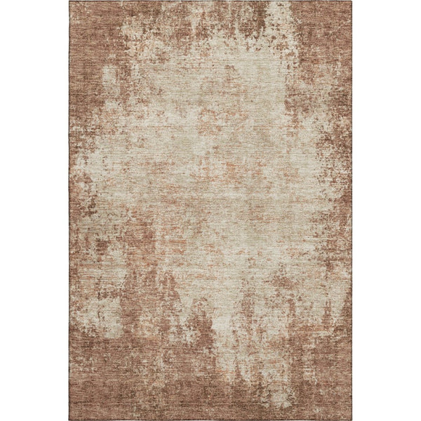 HomeRoots 5' X 8' Stylish Rust & Beige Abstract Washable Area Rug - UV Protected, Pet-Friendly, Durable Design 674870