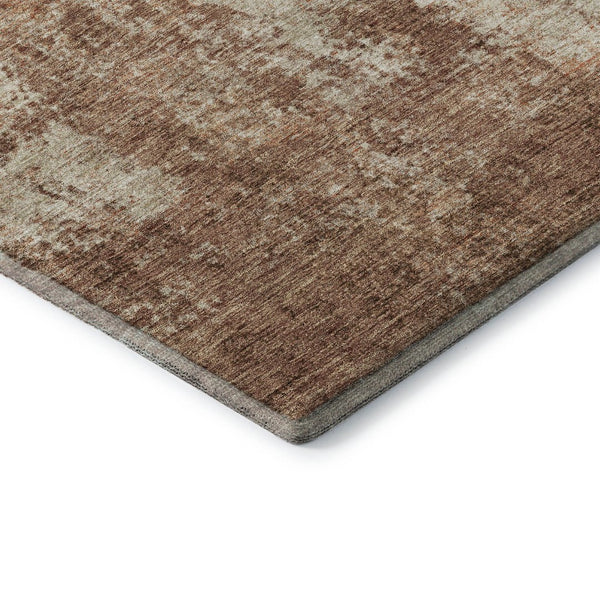 HomeRoots 5' X 8' Stylish Rust & Beige Abstract Washable Area Rug - UV Protected, Pet-Friendly, Durable Design 674870
