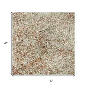 HomeRoots 5' X 8' Stylish Rust & Beige Abstract Washable Area Rug - UV Protected, Pet-Friendly, Durable Design 674870